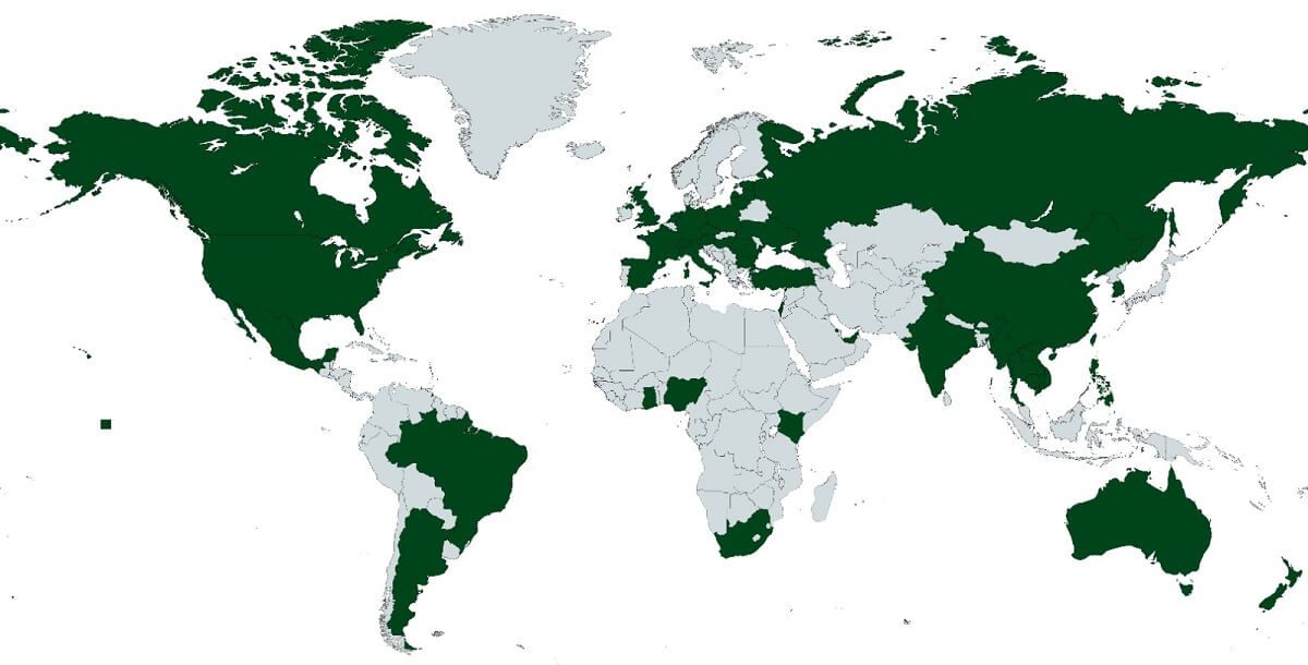 Map of our the B-YC Global Law Group Global network of law firm partners